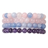 4Pcs Constellation 8mm Round Natural Amethyst & Rose Quartz & White Jade Imitation Aquamarine & White Jade Imitation Morganite Beaded Stretch Bracelets for Women BJEW-JB10633-1