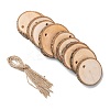 Flat Round Wood Big Pendant Decorations WOOD-F010-02-1