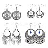 4Pair 4 Style Filigree Coin Dangle Earrings EJEW-SW00009-1