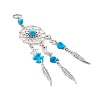 6Pcs 6 Styles Natural & Synthetic Mixed Gemstone & Alloy Woven Web/Net with Feather Big Pendants PALLOY-JF03443-4