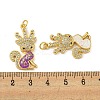 Brass Pendants Micro Pave Cubic Zirconia with Synthetic Opal KK-K356-02G-3