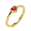 Heart Natural Carnelian Adjustable Rings RJEW-Q818-02G-01-2
