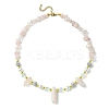 Natural Rose Quartz Bullet & Synthetic Moonstone Beaded Necklaces NJEW-JN04406-04-1