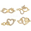 4Pcs 4 Style Brass Micro Pave Clear Cubic Zirconia Links Connectors ZIRC-SZ0002-24-1