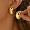 201 Stainless Steel Classic Oval with Cross Stud Earrings EO1132-1