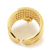 Rack Plating Brass Micro Pave Cubic Zirconia Heart Open Cuff Ring for Women RJEW-C082-06G-3