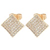 Brass Micro Pave Clear Cubic Zirconia Rhombus Stud Earrings for Women EJEW-G362-09KCG-1