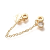 Brass Clear Cubic Zirconia European Safety Chains with Heart Charms KK-C085-15G-2