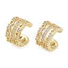 Brass Micro Pave Clear Cubic Zirconia Cuff Earring for Women EJEW-S225-19G-02-1