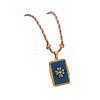 304 Stainless Steel Enamel Rectangle Medal with Clover Pendnat Necklaces FS-WGFFC06-05-2