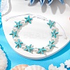 Starfish Synthetic Turquoise & Acrylic Pearl Braided Bead Bracelets for Women BJEW-JB11263-01-1
