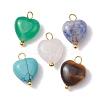 5Pcs Mixed Gemstone Heart Charms PALLOY-JF02493-01S-1