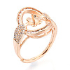 Oval Brass Micro Pave Clear Cubic Zirconia Adjustable Ring Settings KK-T076-69G-1