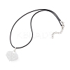 Electroplated Glass Beaded Heart Pendant Black Waxed Cotton Cord Necklaces for Women NJEW-MZ00120-01-4