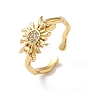 Sun & Moon Brass Micro Pave Cubic Zirconia Cuff Rings X-RJEW-P088-03G-1