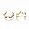 Brass Micro Pave Cubic Zirconia(Random Mixed Color) Cuff Earrings EJEW-S201-54-2