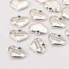 Wedding Theme Antique Silver Tone Tibetan Style Heart with Father of the Groom Rhinestone Charms TIBEP-N005-13D-2