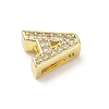 Brass Micro Pave Clear Cubic Zirconia Slide Charms KK-I382-04G-3