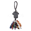Hamsa Hand/Hand of Miriam Natural Labradorite Pendant Decorations HJEW-R127-02F-3