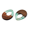 Transparent Resin & Walnut Wood Pendants RESI-ZX017-24-2