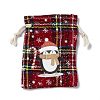 Christmas Theme Rectangle Jute Bags with Jute Cord ABAG-E006-01C-1