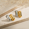 Stainless Steel Two Tone Oval Stud Earrings FJ2954-2