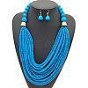 Bohemian Alloy & Resin & Glass Seed Beaded Multilayer Necklaces & Dangle Earrings FS-WG32A45-03-1