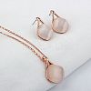 Rhombus Alloy Cat Eye Pendant Necklaces & Stud Earrings Sets for Women FS-WGD2AB8-01-4