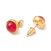 Ion Plating(IP) Natural Gemstone Half Round Stud Earrings EJEW-K092-01G-3