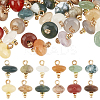 48Pcs 12 Styles Mixed Gemstone Rondelle Charms with Rack Plating Brass Loops FIND-DR0001-37-1