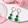 Round Natural Malaysia Jade Dangle Earrings EJEW-JE05536-01-3