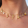Bohemian Summer Beach Style 18K Gold Plated Shell Shape Initial Pendant Necklaces IL8059-16-1