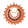 304 Stainless Steel & Brass & Natural Red Jasper & TOHO Glass Seed Beaded Pendants PALLOY-MZ01379-04-1