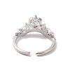 Clear Cubic Zirconia Crown Open Cuff Ring RJEW-P034-10P-3