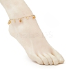 Dyed Natural Banded Agate Round & 304 Stainless Steel Shell Shape Tassel Anklets for Women AJEW-AN00702-03-3
