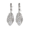 Feather 304 Stainless Steel Polymer Clay Rhinestone Dangle Earrings EJEW-L283-005P-1