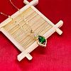 Alloy Crystal Rhonestone and Green Glass Teardrop Pendants Necklaces for Women FS-WG0BC64-01-3