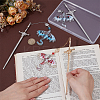 3Pcs 3 Colors Acrylic Dragon with Zinc Alloy Sword Pendant Bookmarks HJEW-UN00080-4