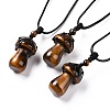Natural Tiger Eye Mushroom Pendant Necklace NJEW-E065-01B-1
