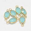 Oval Faceted Golden Brass Glass Links connectors GLAA-O014-24G-1