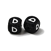 20Pcs Black Cube Letter Silicone Beads 12x12x12mm Square Dice Alphabet Beads with 2mm Hole Spacer Loose Letter Beads for Bracelet Necklace Jewelry Making JX433D-2