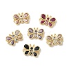 Brass Pave Cubic Zirconia Butterfly Links Connector Charms KK-L268-028G-1
