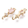 Brass Micro Pave Cubic Zirconia Links Connectors X-KK-R111-007-A07-2