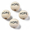 Printed Natural Wood European Beads WOOD-T019-46-2