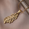 304 Stainless Steel Crystal Rhinestone Leaf Pendant Necklace for Women EA5078-3