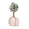 Natural Green Aventurine Chips and Rose Quartz Pedestal Display Decorations G-S282-01-1