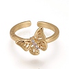 Brass Micro Pave Cubic Zirconia Cuff Rings RJEW-Z003-03G-1