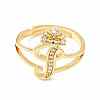 Clear Cubic Zirconia Initial Letter with Crown Adjustable Ring RJEW-M139-17I-2