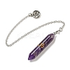 Bullet Natural Amethyst Pointed Dowsing Pendulums AJEW-B106-01AS-06-1