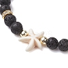 Adjustable 6mm Round Natural Lava Rock Braided Bead Bracelets BJEW-JB10615-03-3
